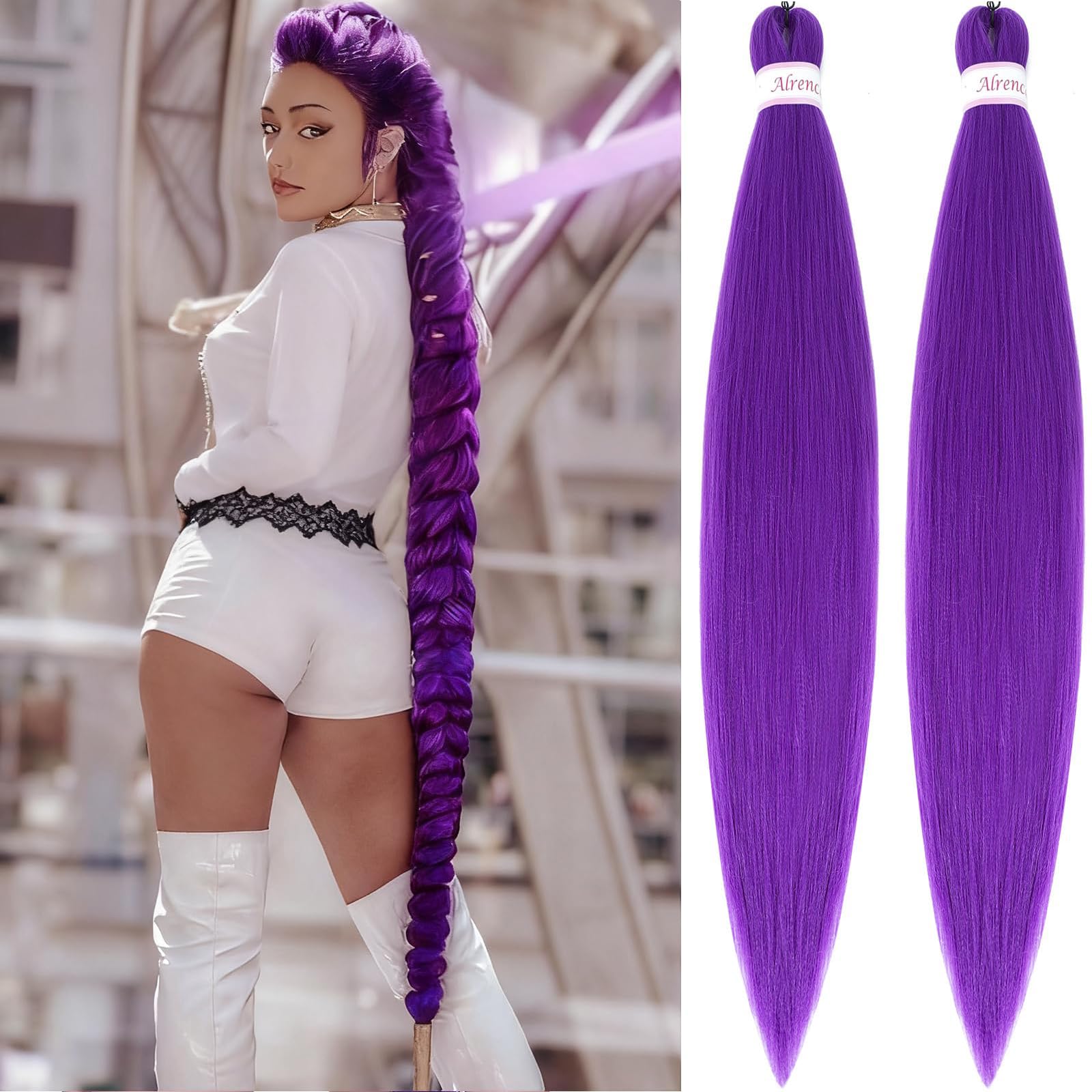 Amazon.com : Alrence Purple Braiding Hair Pre Stretched Long Braid